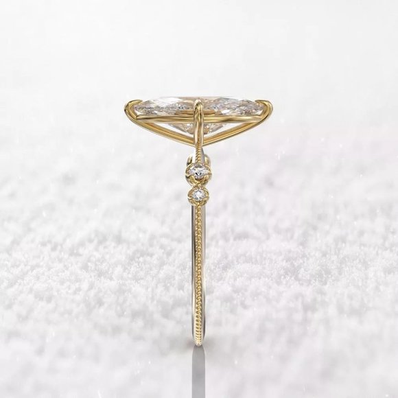 Exclusive Gold Plated 3A Marquise Cut CZ Ring for Women, FB16FA1062 - Picture 5 of 7